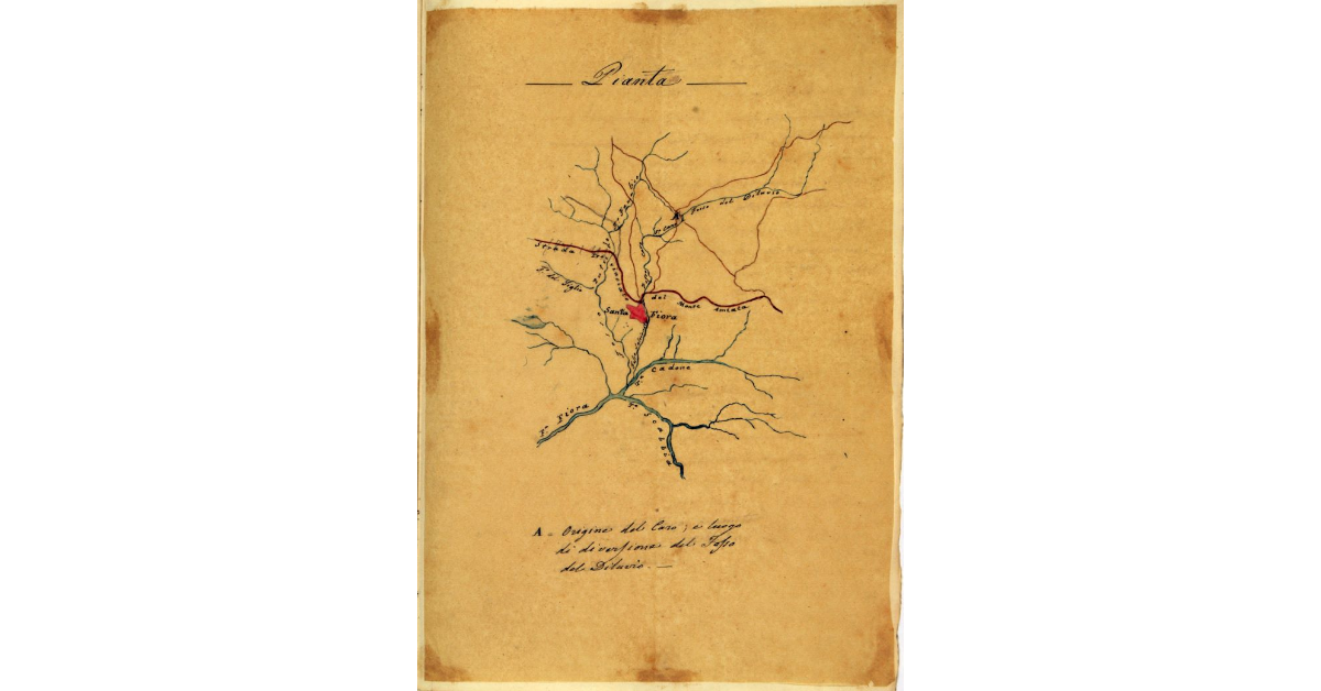 [Pianta del territorio di Santa Fiora con l'indicazione della rete idrica]