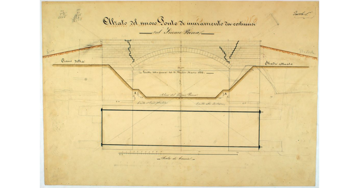 Alzato del nuovo Ponte di muramento da costruirsi sul Fiume Pecora