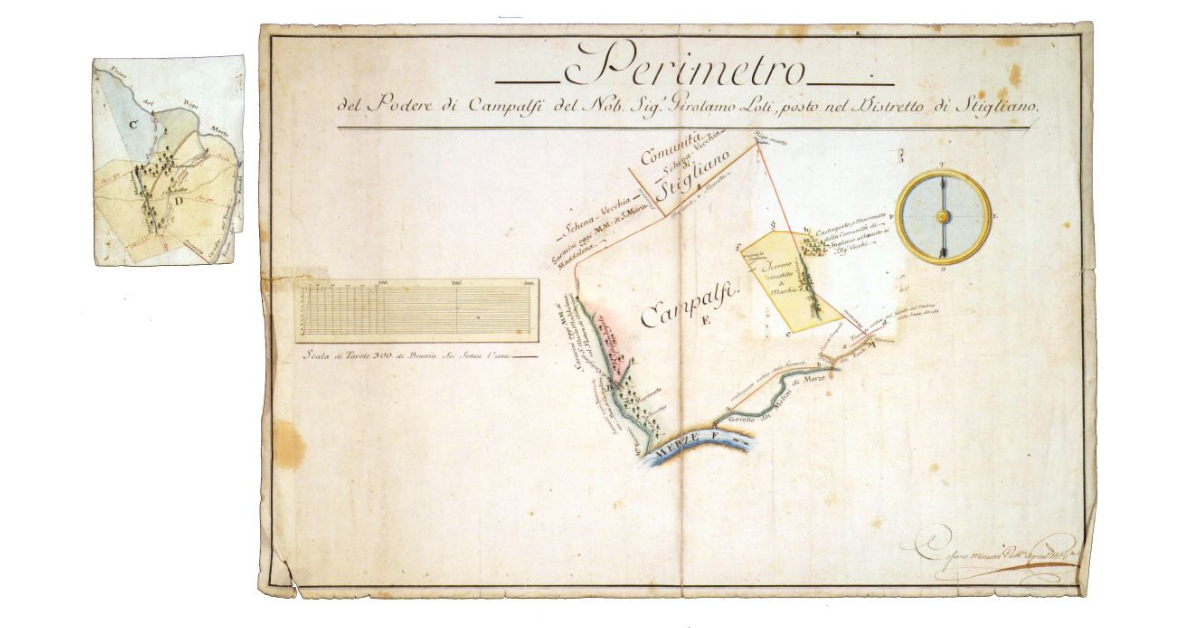 Perimetro del podere di Campalfi del nobile signor Girolamo Loli posto nel distretto di Stigliano