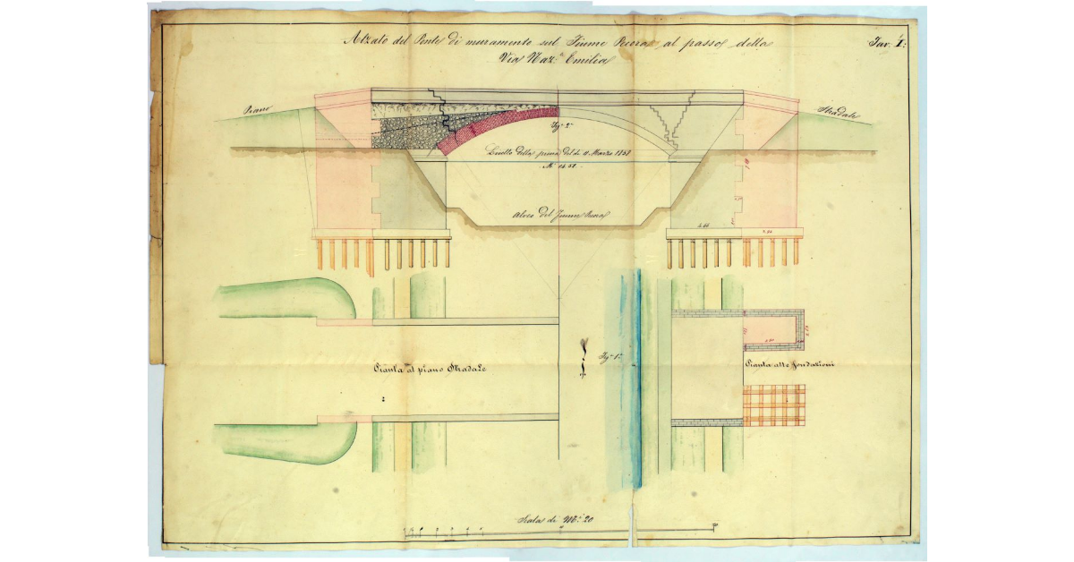 Alzato del Ponte di muramento sul Fiume Pecora al passo della Via Naz.le Emilia