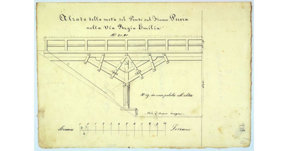 Alzato della metà del Ponte sul Fiume Pecora nella Via Regia Emilia