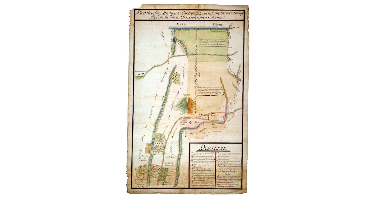 Pianta dimostrativa la controversia pendente tra il nobil signor Alessandro Nini e Giovanni Domenico Colonnesi