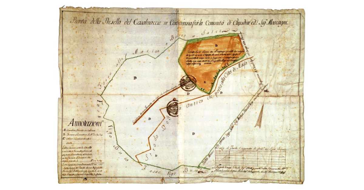 Pianta della Presella del Casalinaccio in controversia fra la comunità di Chiusdino ed i signori Mascagni