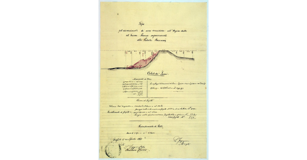 Tipo pel risarcimento di una corrosione all'Argine destro del Fiume Pecora superiormente alla pedata Beccani
