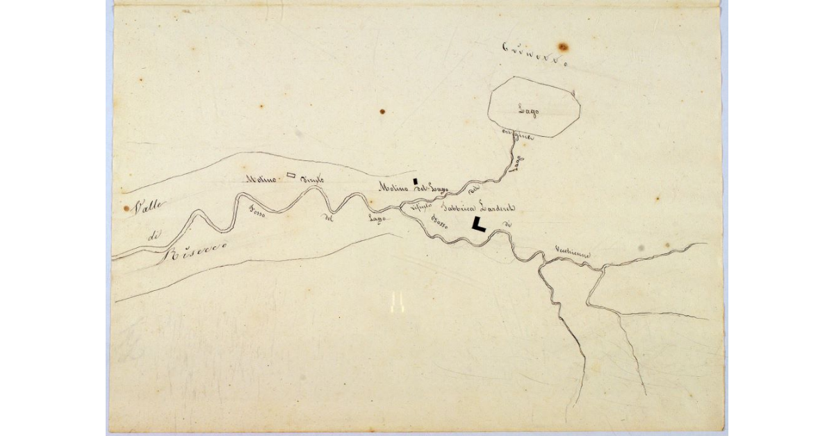 [Pianta della zona compresa fra la Valle di Risecco e la Fabbrica Larderel, presso Monterotondo]