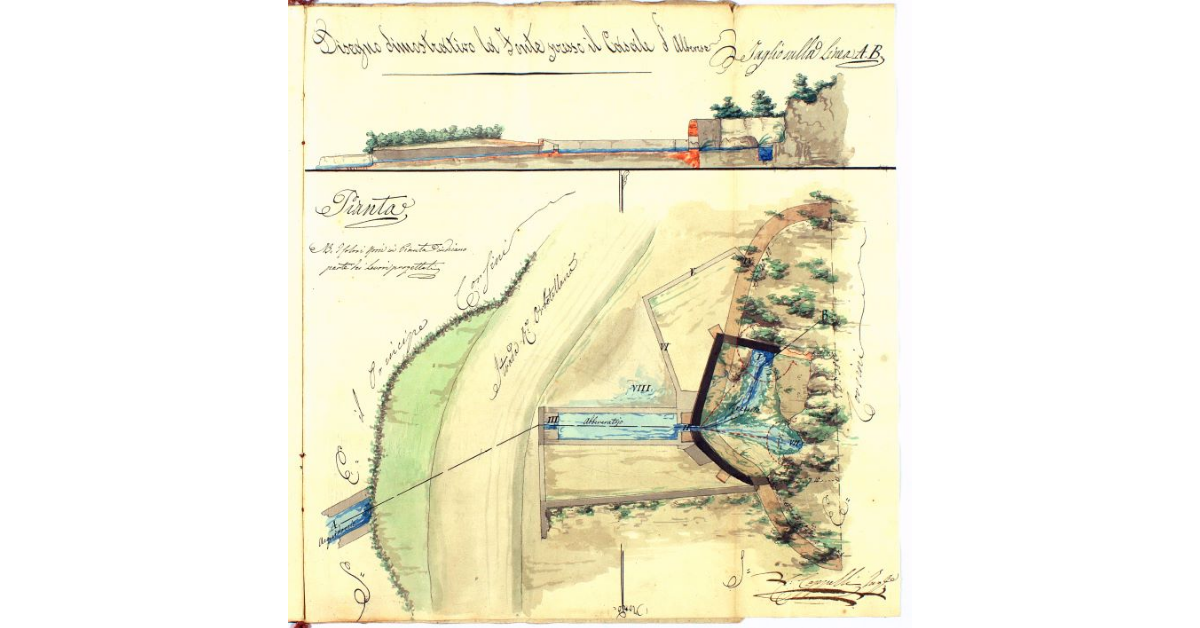 Disegno dimostrativo la Fonte presso il Casale d'Alberese