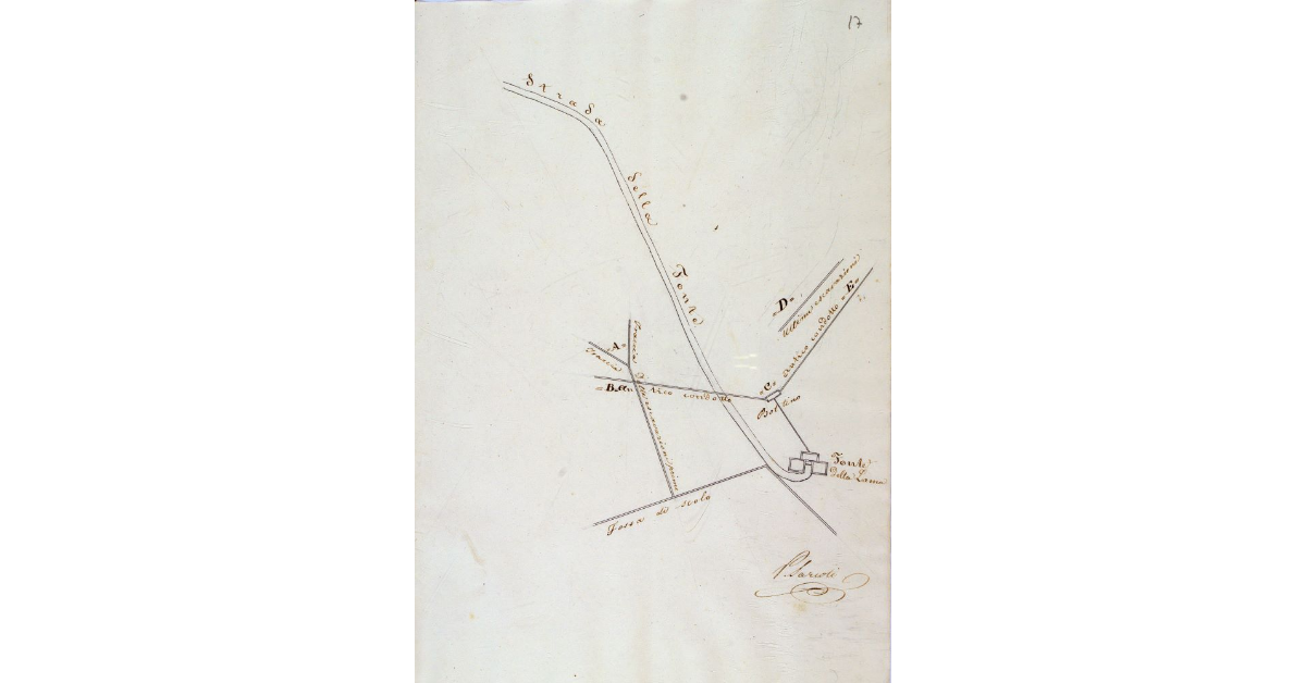 [Pianta dimostrativa della struttura della Fonte della Lama, presso Roccalbegna]