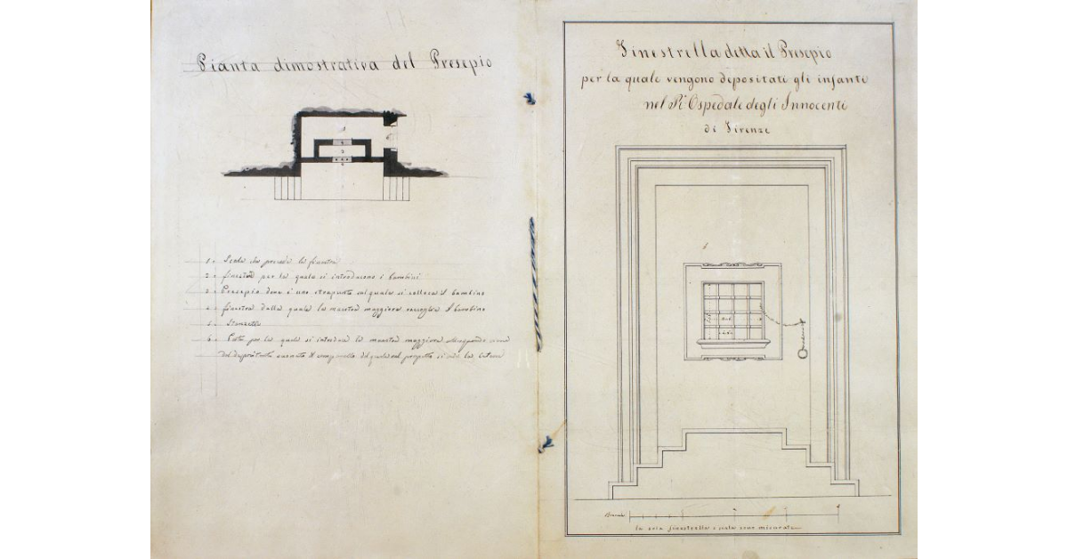 [Pianta e prospetto della finestrella, detta il Presepio, per la quale vengono depositati i neonati nel R. Ospedale degli Innocenti di Firenze]