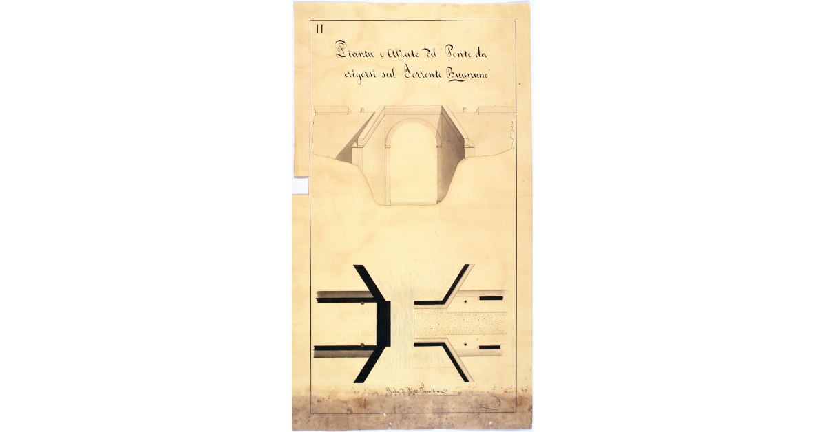 Pianta e Alzato del Ponte da erigersi sul Torrente Bugnano