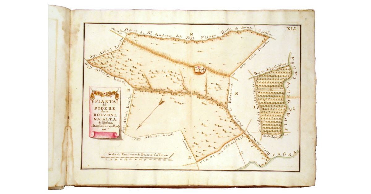 Pianta del podere di Bolzenina Alta di misura staia 610, tavole 97, braccia 25 1/2