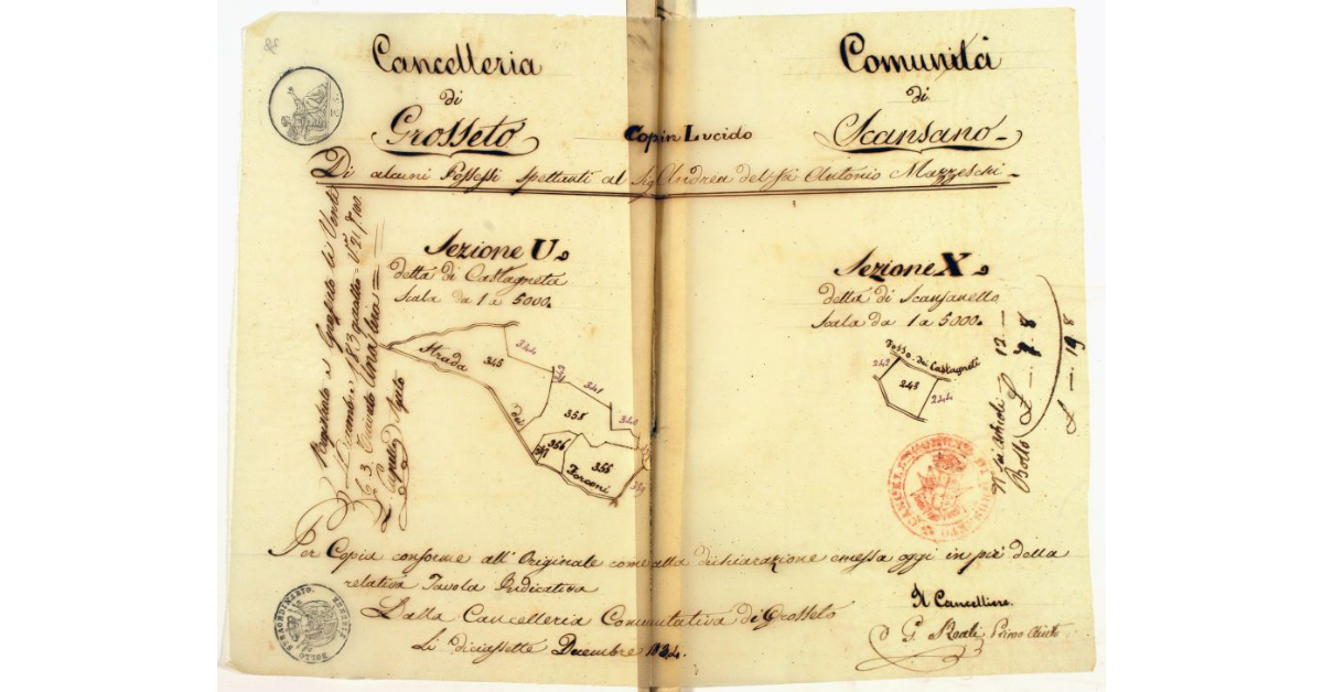 Copia in Lucido di alcuni Possessi spettanti al sig. Andrea del fu Antonio Mazzeschi