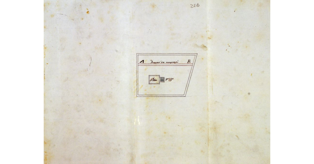 [Pianta dell'orto Topponi presso Castiglione della Pescaia, che deve essere occupato per la costruzione della strada a corredo del ponte Cateratte]