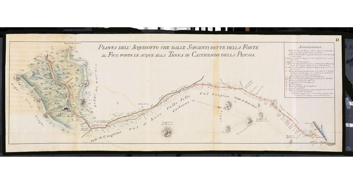 Pianta dell'Acquidotto che dalle Sorgenti dette della Fonte al Fico porta le acque alla Terra di Castiglioni della Pescaia