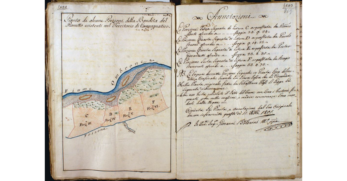 Pianta di alcune Porzioni della Bandita del Pianetto esistenti nel Territorio di Campagnatico