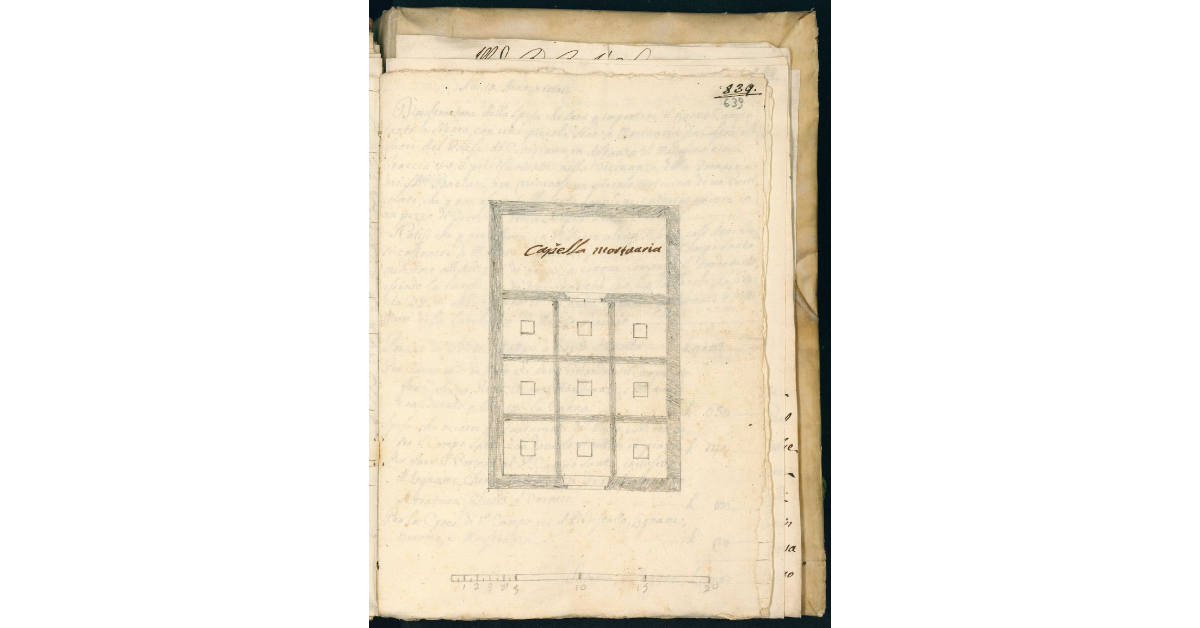 [Pianta del camposanto che deve essere realizzato nella cappella di San Gismondo a Cinigiano]