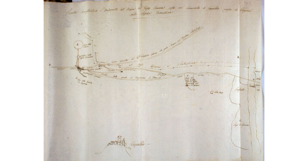 Pianta dimostrativa l'andamento dell'acque del Fosso Chiarone posto nel Comunello di Capalbio presso la dogana della Pescia Fiorentina