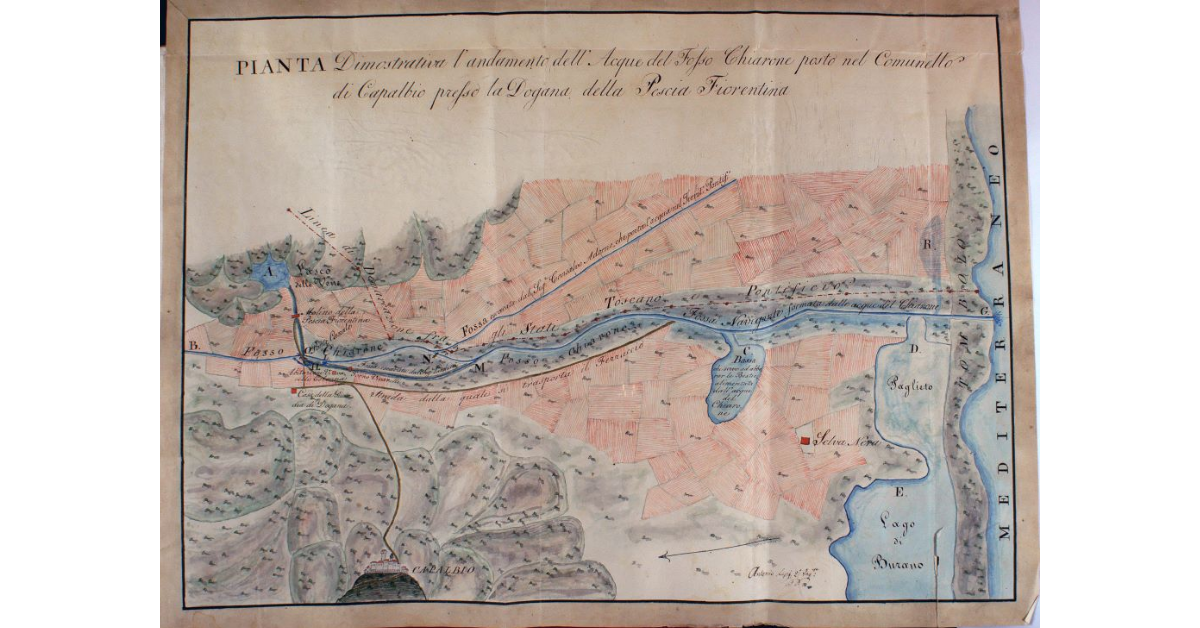 Pianta Dimostrativa l'andamento dell'Acque del Fosso Chiarone posto nel Comunello di Capalbio presso la Dogana della Pescia Fiorentina