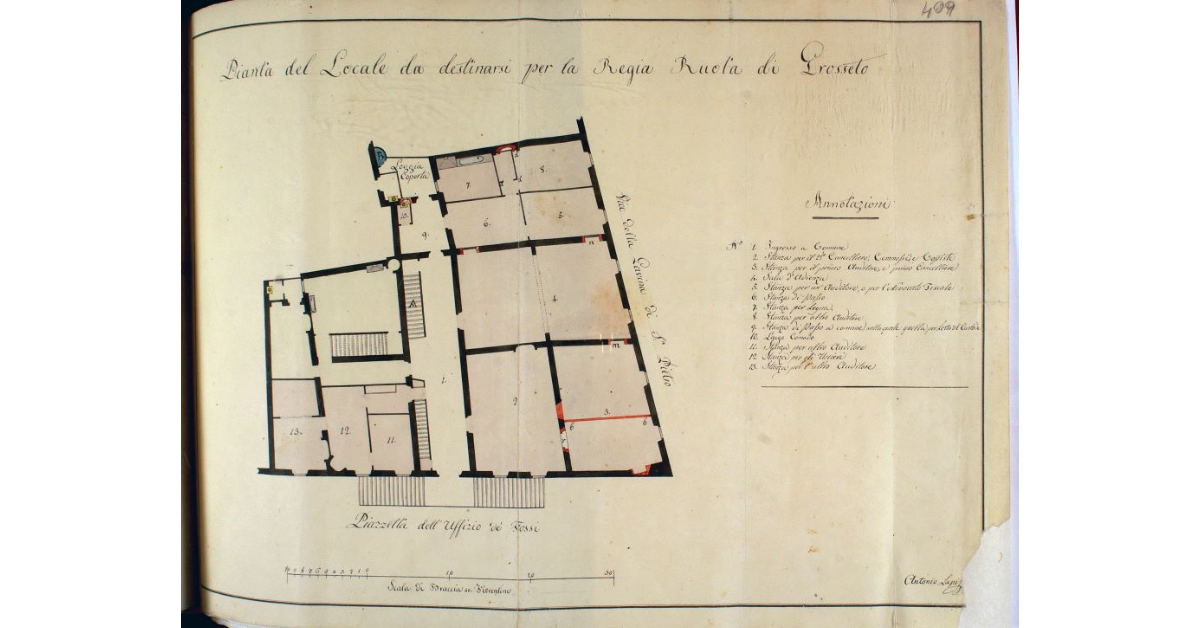 Pianta del Locale da destinarsi per la Regia Ruota di Grosseto