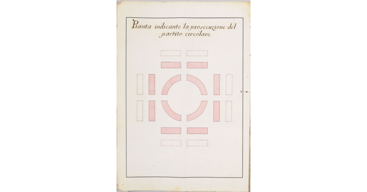 Pianta indicante la prosecuzione del partito circolare