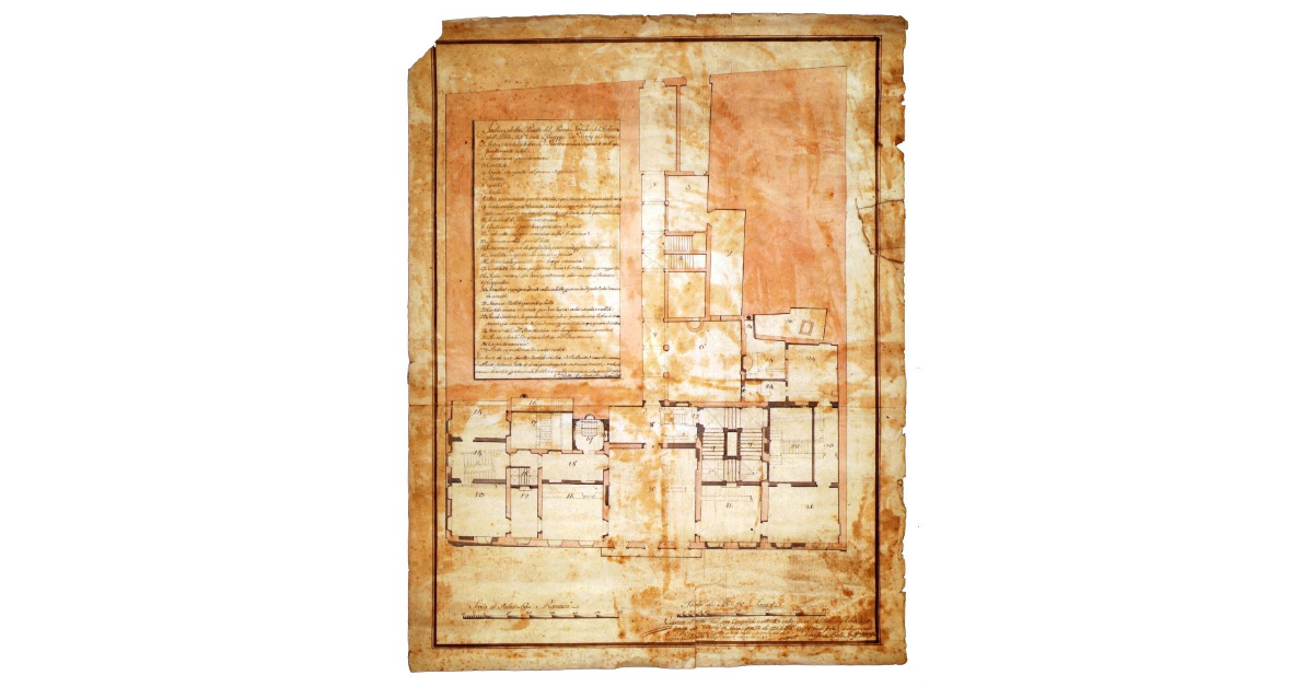 [Pianta strutturale del piano nobile del palazzo senese appartenente al conte Giuseppe De Vecchi]