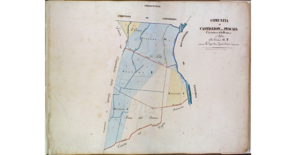 Comunità di Castiglion della Pescaja. Circondario della Bruna a Destra nelle sezioni G. F. In Fogli Due. Foglio Primo