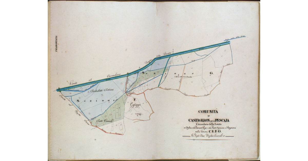 Comunità di Castiglion della Pescaja. Circondario della Sovata a Destra, e del Torrente Rigo, e dei Fossi Agnone, e Stagnacci nelle Sezioni C.E.F.G. In Fogli Due. Foglio Secondo