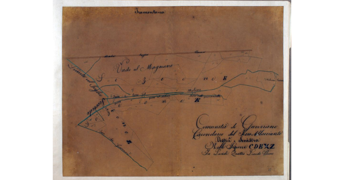 Comunità di Gavorrano. Circondario del Fosso Allacciante a Destra e Sinistra. Nelle Sezioni C D E X Z. In Lucidi Quattro. Lucido Primo