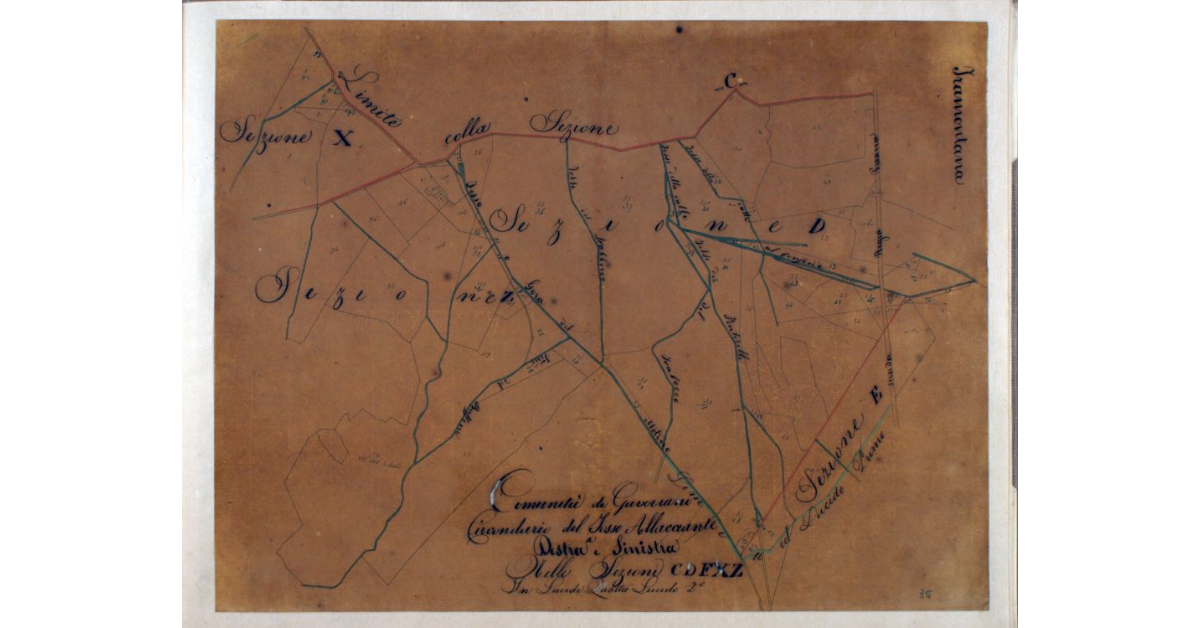 Comunità di Gavorrano. Circondario del Fosso Allacciante a Destra e Sinistra. Nelle Sezioni C D E X Z. In Lucidi Quattro. Lucido 2°