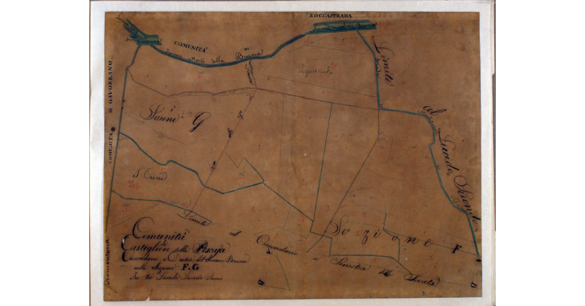 Comunità di Castiglion della Pescaja. Circondario a Destra del Fiume Bruna nelle Sezioni F e G. In tre Lucidi. Lucido Primo