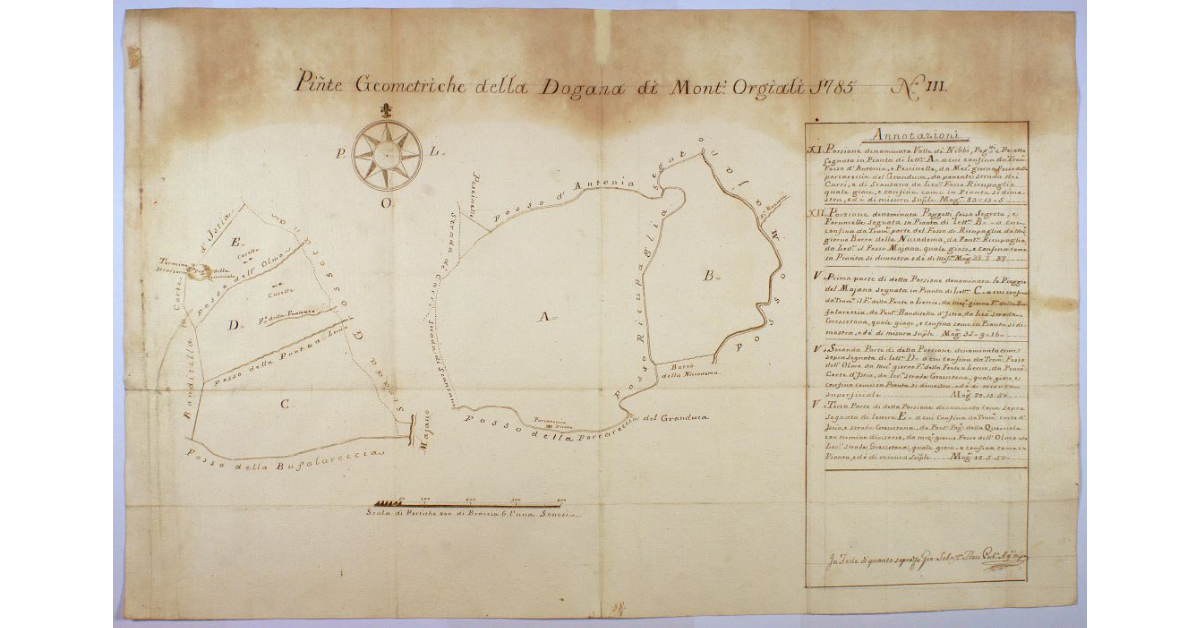 Piante Geometriche della Dogana di Mont'Orgiali 1785