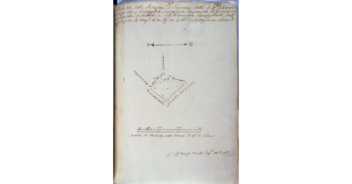 Parte III della Porzione di Terreno detta di n° XXXVII Pozzarello e Cafaggioli nel piano doganale di Giuncarico rilasciata in vendita a Bartolommeo Bonfiglioli, dell'estensione di moggia tre, staia 2 e pertiche 7 a misura senese