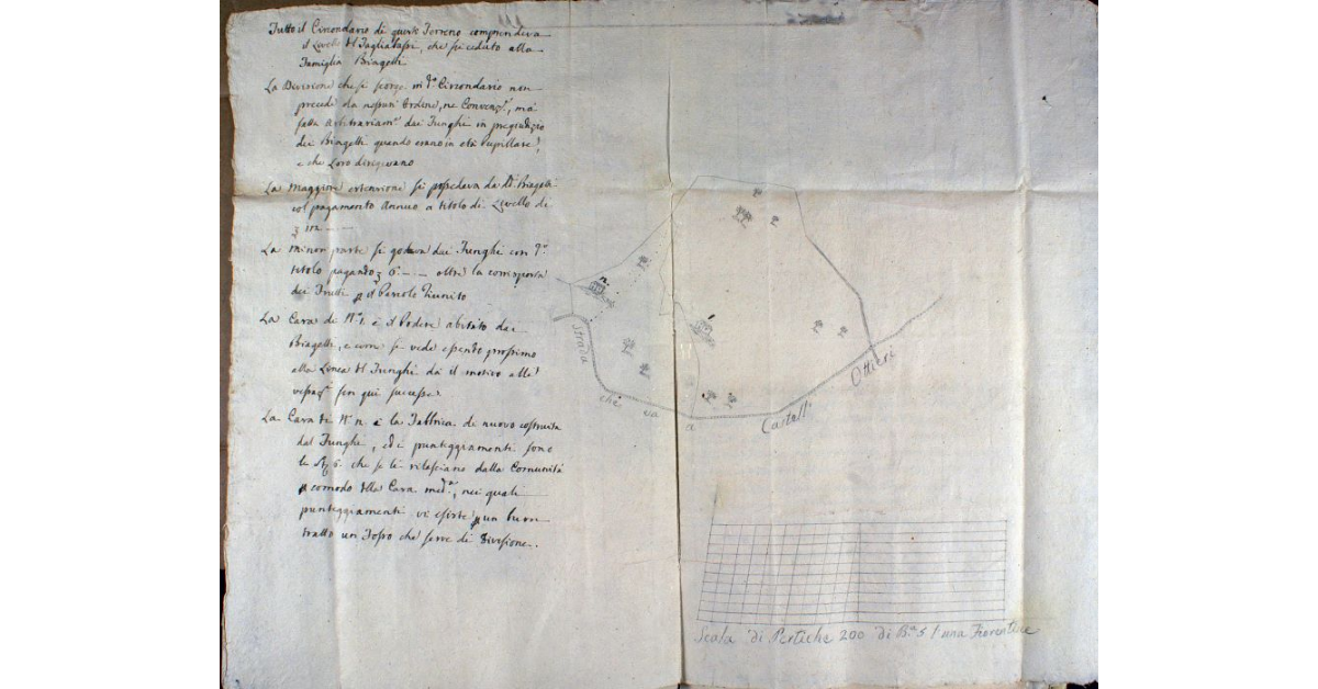 [Pianta del pedere Poggiolo situato nella Pieve dell'Elmo nella Comunità di Sorano]