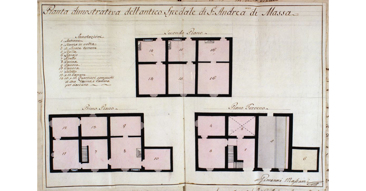 Pianta dimostrativa dell'antico Spedale di S. Andrea di Massa
