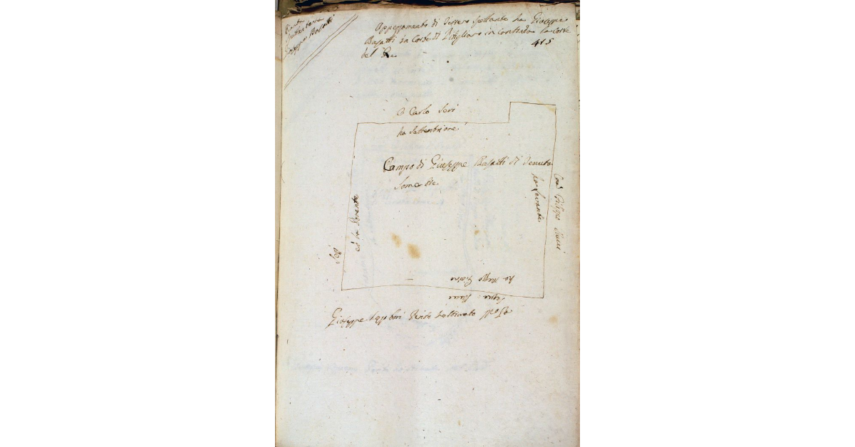 Appezzamento di terreno spettante a Giuseppe Busatti in Corte di Pitigliano in Contrada "La Corte del Re"