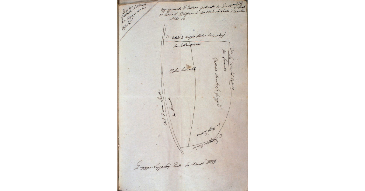Appezzamento di terreno spettante a Giovan Battista Solfinelli in Corte di Pitigliano in contrada La Lente di tenuta staia 17