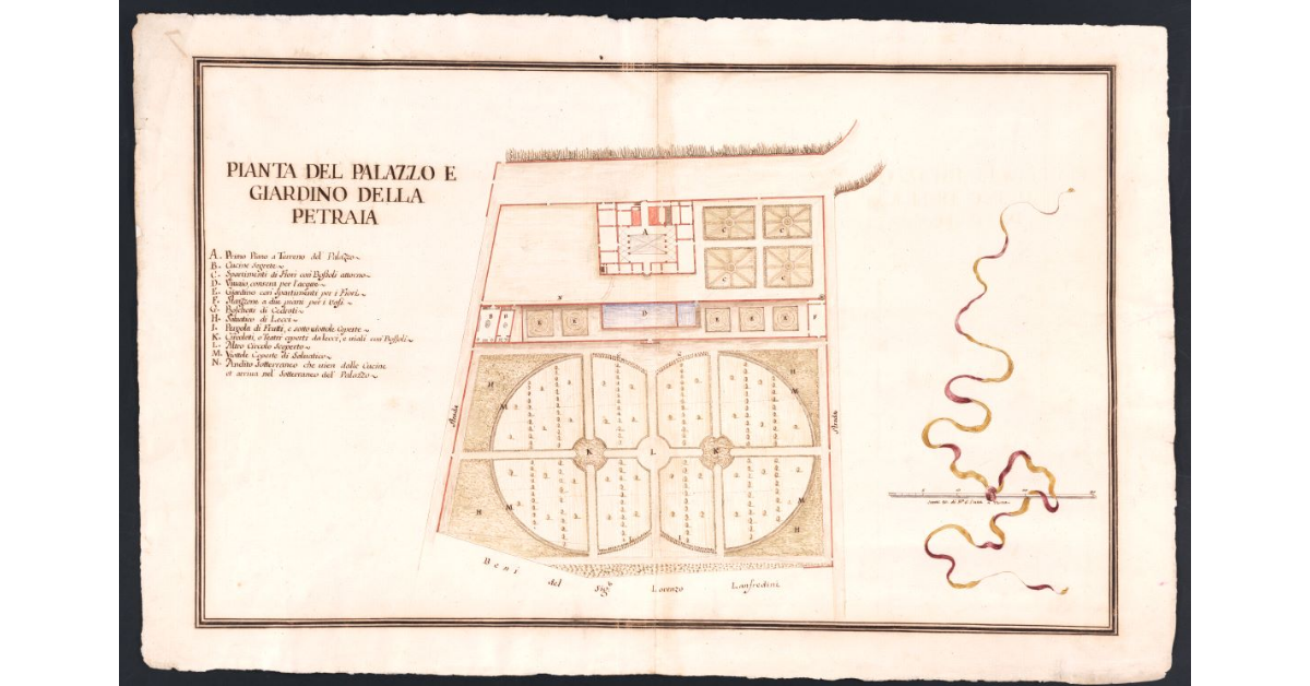 Pianta del palazzo e giardino della Petraia