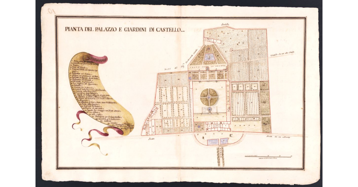 Pianta del palazzo e giardini di Castello