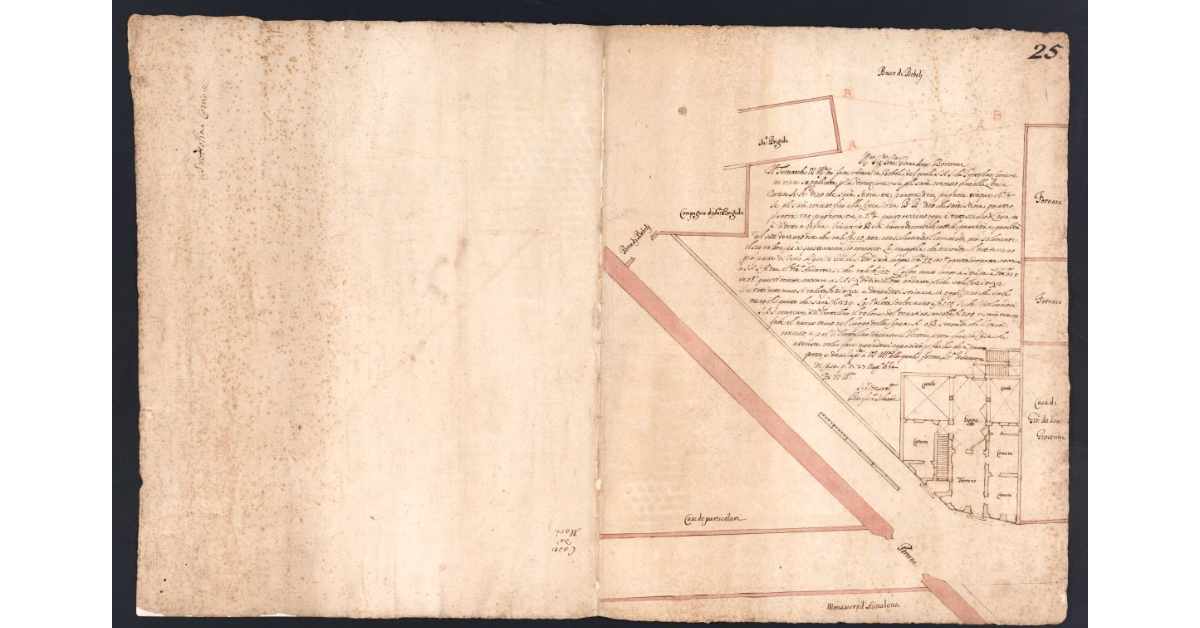 [Pianta di una parte del Giardino di Boboli dal Portone di Annalena fino alla Compagnia della Brigida domandato in dono dal Corriere Trottolino]