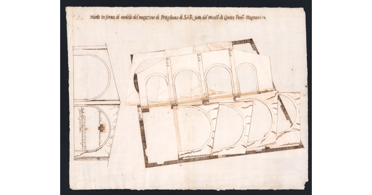 Pianta in forma di modello del magazino di Pitigliano di S.A.R. fatta dal Minis. di Contea Fran. Magnani