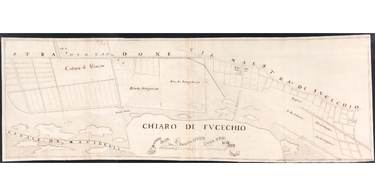 [Pianta di una porzione della fattoria del Ponte a Cappiano adiacente al padule di Fucecchio con l'indicazione delle colmate]