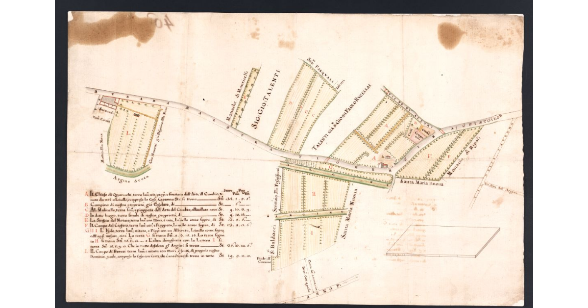 [Piante dei terreni lungo la strada Maestra Fiorentina]