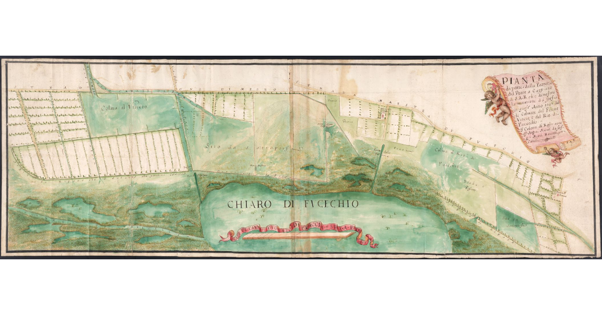 Pianta di Parte della Fattoria del Ponte a Cappiano di S.A.R. che dimostra la mutazione da farsi in quest'Anno 1707 delle Colmate del Fiume Vincio e del Rio di Fucecchio]