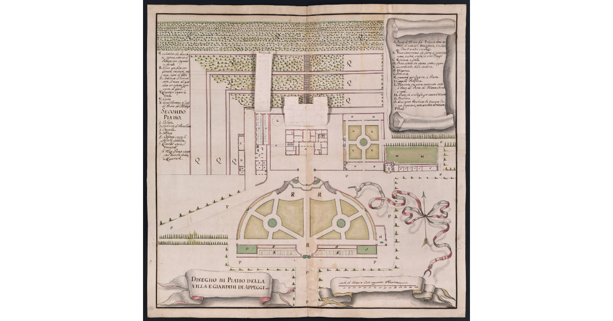 Disegno in piano della villa e giardini di Appeggi