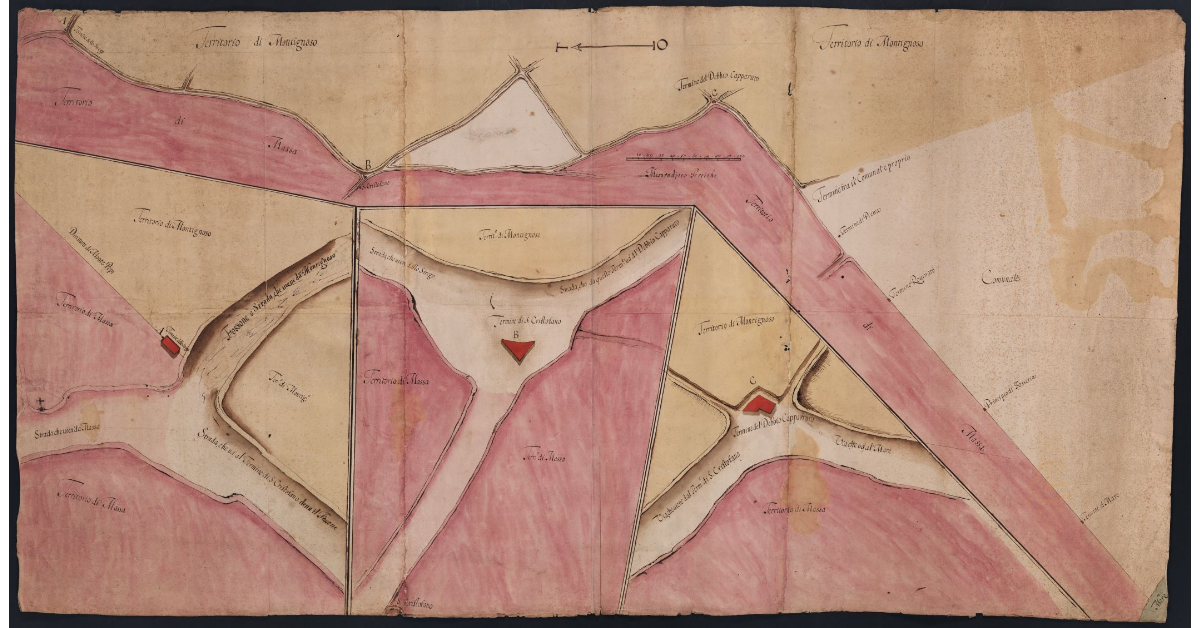 [Pianta relativa alla confinazione fra Montignoso e Massa]