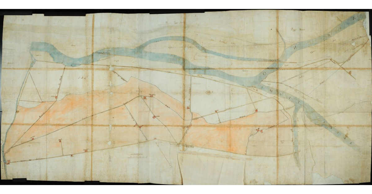 [Pianta del corso d'Arno dal fossato di Montevarchi fino al muro di Monabice]