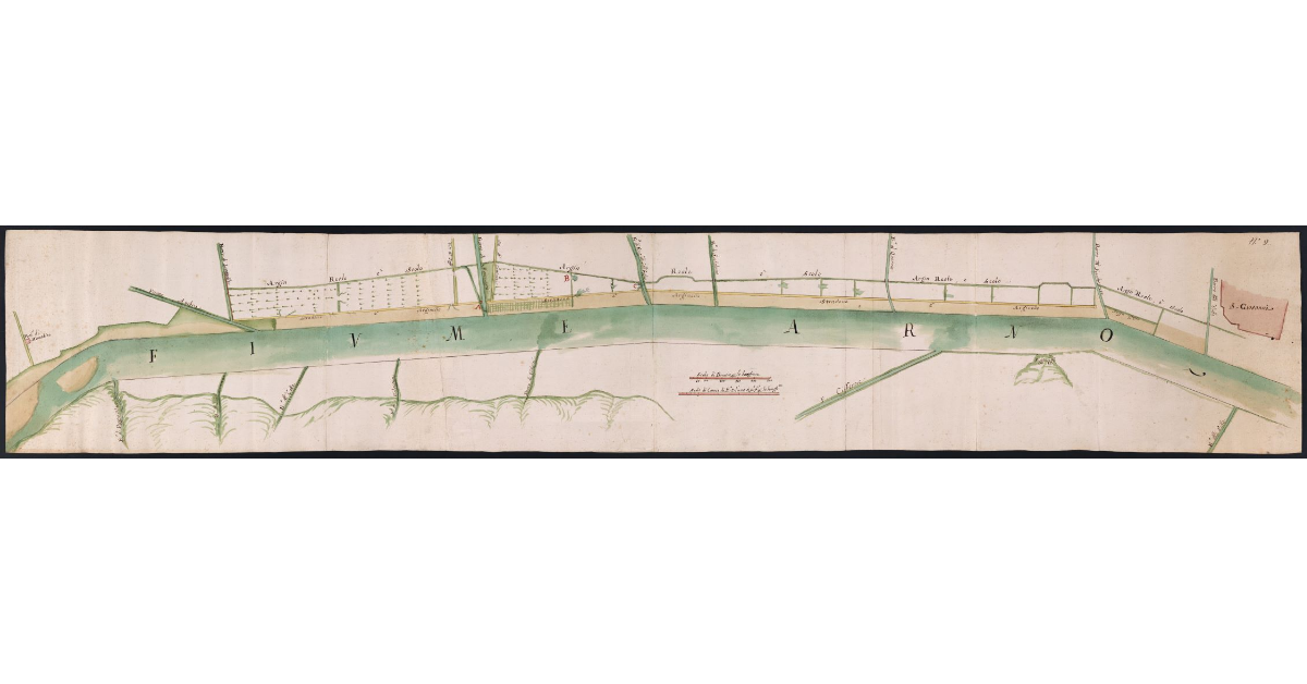 [Pianta del fiume Arno dal podere di Monabice fino a S. Giovanni Valdarno]