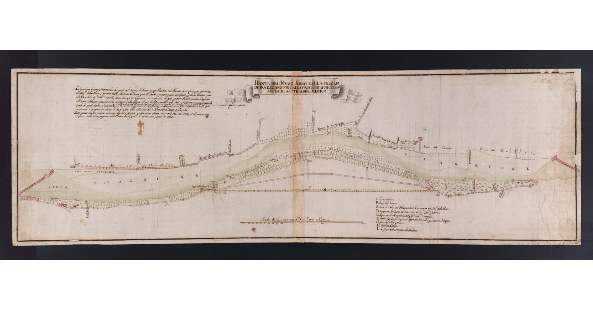 Pianta del fiume Arno dalla Pescaia di Rovezzano fino alla Pescaia di S. Niccolò fatta il settembre MDCIC