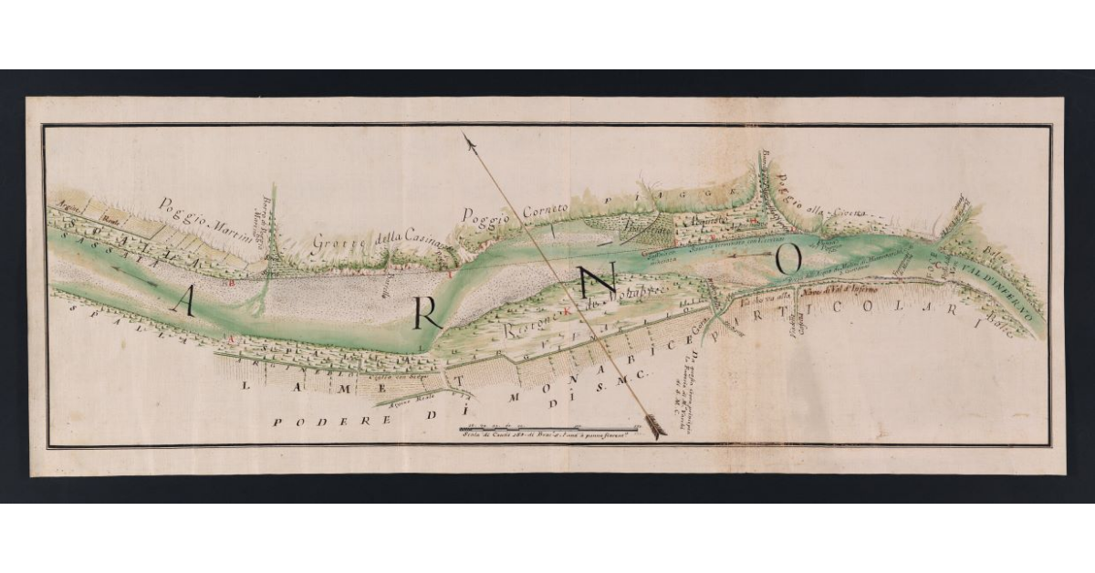 [Pianta di un tronco dell'Arno presso la fattoria di Montevarchi]