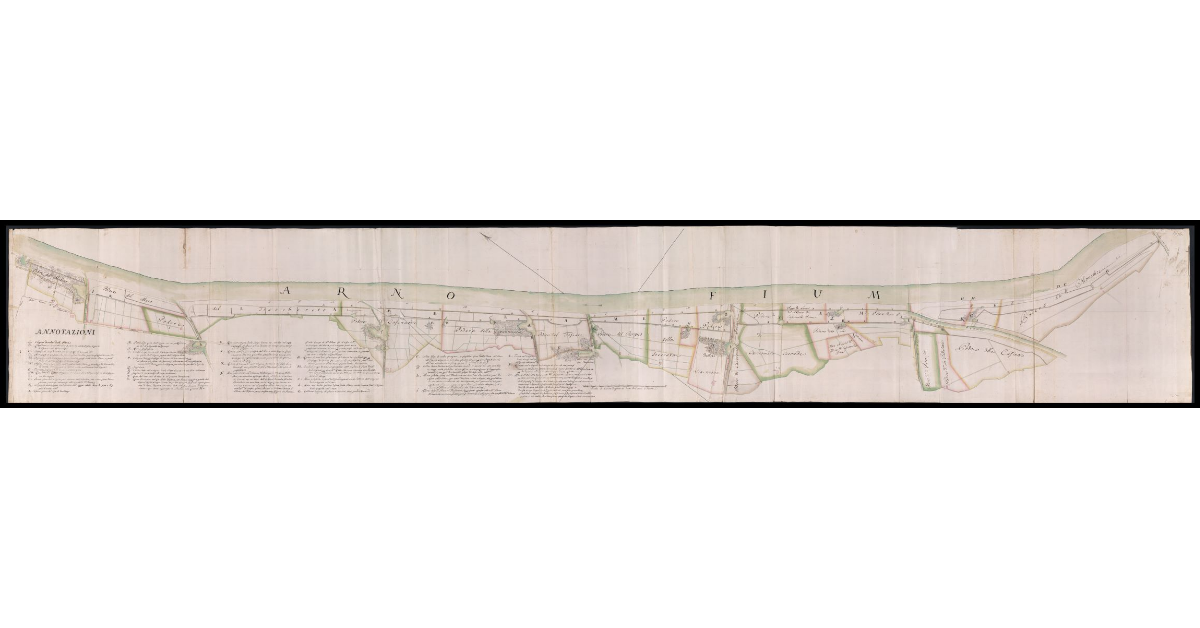 [Pianta del corso del fiume Arno dal podere del Mulino fino al borro della Casella]