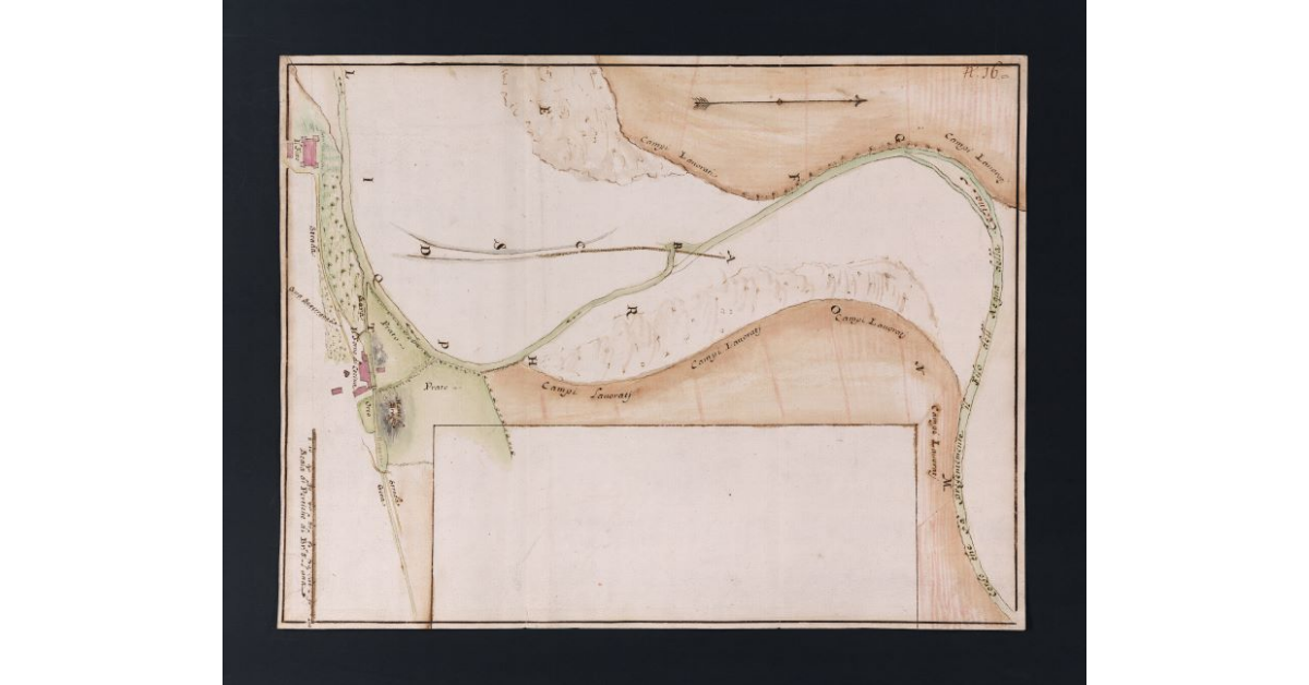 [Pianta di un tronco del fiume Cecina e sue adiacenze presso i Forni di Cecina]
